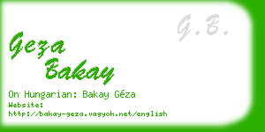 geza bakay business card