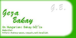 geza bakay business card